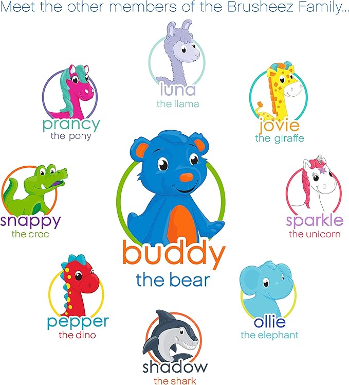 Brusheez Electronic Toothbrush Replacement Brush Heads 2 Pack (Buddy The Bear)