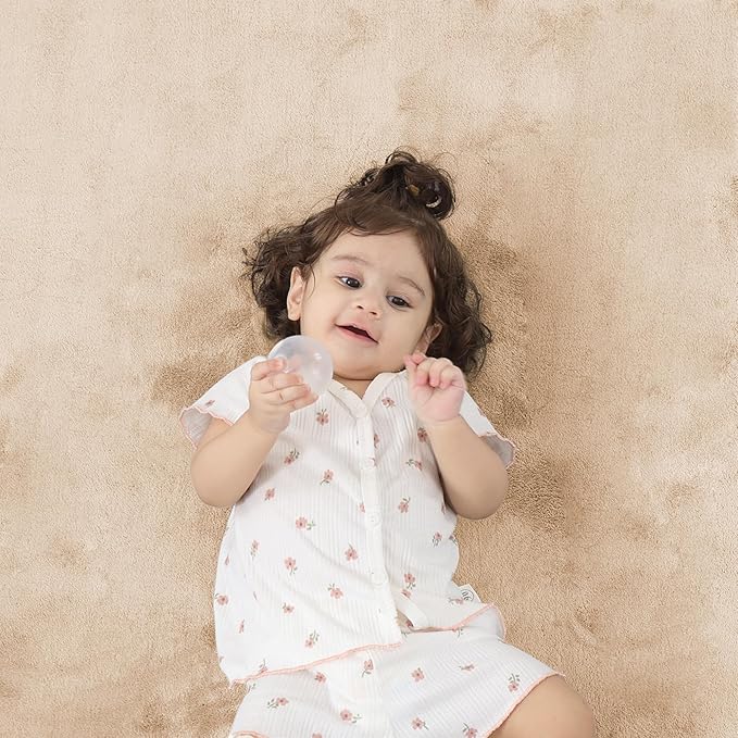 1.3" Thick Baby Floor Play Mat 79x158, Basic Padded Foam Mat for Tummy Time Crawling, Non Slip Cushioned for Babies Toddlers Infants Kids (Beige)