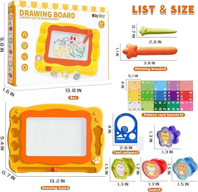 Large Magnetic Drawing Board for Toddlers, Magnetic Doodle Board for Kids, Etch A Sketch Magnet Erasable Writing Pad, Preschool Education Travel Toys for Kids Boys Girls Age 3 4 5 6 7 8 Years Old