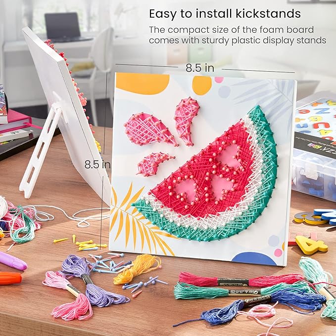 Arteza Kids String Art Kit, Set of 5 Assorted Designs, Plastic Pushpins, Art Supplies for Kids Craft Projects and Free Time Activities