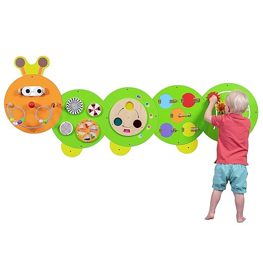 SPARK & WOW Caterpillar Activity Wall Panels | Ages 18m+ | Montessori Sensory Wall Toy | 8 Activities | Busy Board | Toddler Room Decor