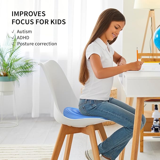 Inflated Wobble Cushion,Circular Non-slip Texture for Comfortable Sitting,Extra Thick Dyna Disc with Pump for Core Strength,Wiggle Seat to Improve Posture,Fitness,660lb Load Capacity