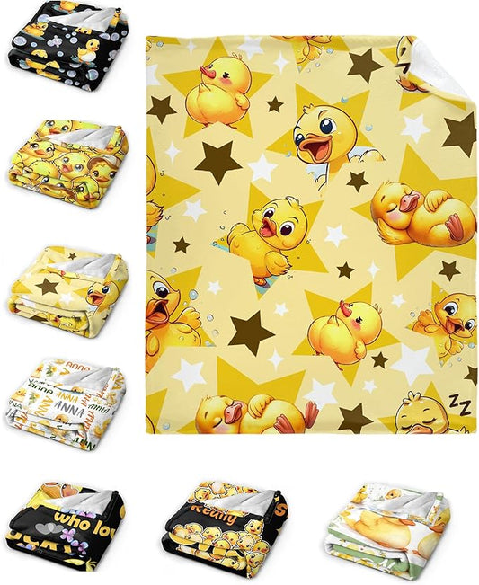 Aparajita Yellow Star Ducks Adult Duck Blanket Kids Funny Blanket Suitable for Bedroom Bed Sofa Crib Couch Chair Outdoor All Season Items That Yellow Duck Lovers Will Love 80"x60"for Adult