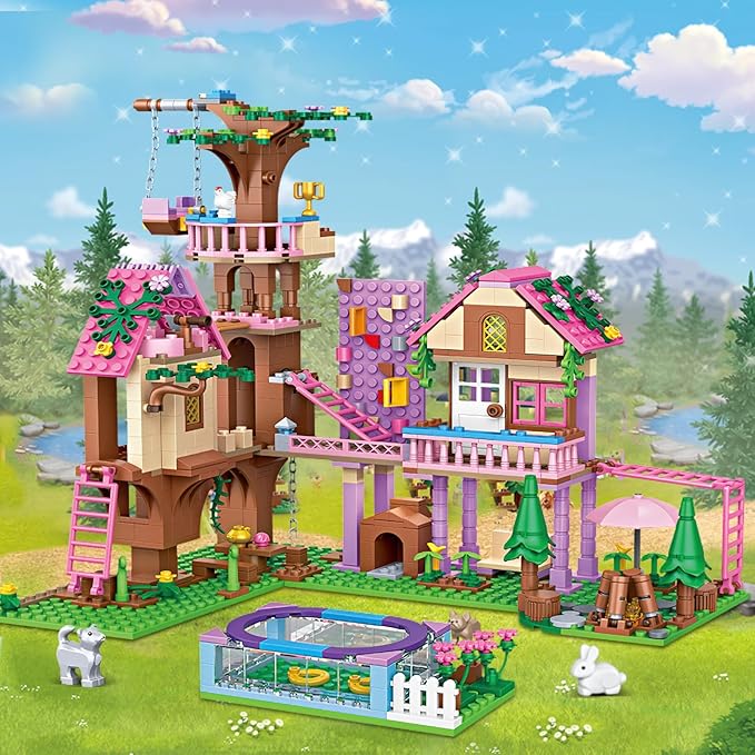 Tree House Building Set Compatible with Lego Friends, 756 PCS Forest House Building Kit Birthday Gift for Kids Girls Age 6-12 Years（7681）