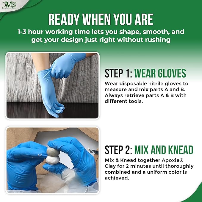 Aves Apoxie Clay - 2 Part (A & B) Self Hardening, Modeling Clay - 1 Pound White Apoxie Clay