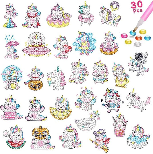 5D DIY Diamond Painting Stickers Kits for Kids, Diamond Art Mosaic Stickers by Numbers Kits Crafts Set for Children, Boys and Girls,Creative Handmade Art Craft Gift (Unicorn-2)