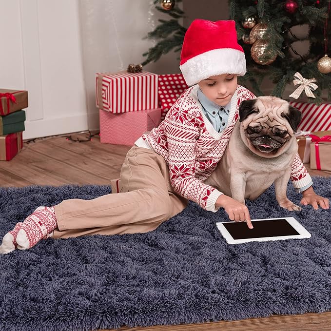 Noahas Ultra Soft Fluffy Bedroom Rugs Kids Room Carpet Modern Shaggy Area Rugs Home Decor 2.6' X 5.3', Taro Purple