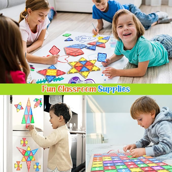 Magnetic Tiles Kids Toys STEM Magnet Toys for Toddler Magnetic Blocks Building Toys Preschool Learning Sensory Montessori Toys for 3+ Year Old Boys and Girls, Safe Creativity Toddler Kids Toys 40PCS
