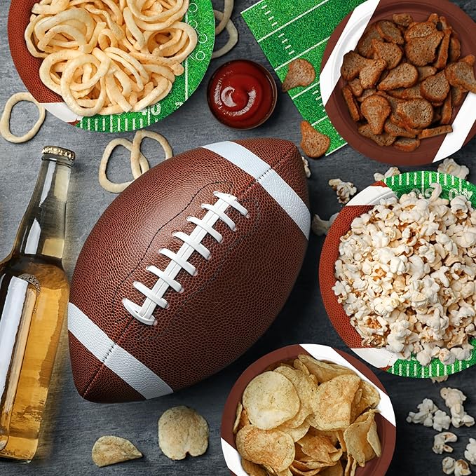 Football Party Supplies Kit Serve 50,Includes Touchdown Dinner Plates, Dessert Plates and Napkins for Football Birthday Party Football Game Day Tailgate Party Decorations