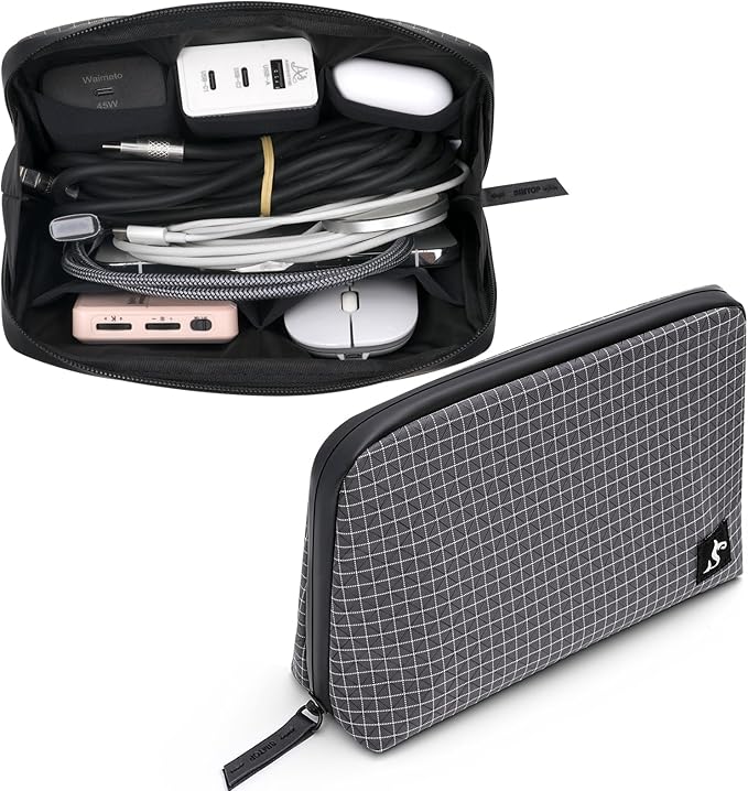 SIMTOP Cord Organizer Travel Small Tech Bag Pouch Case for Cords, Charger, Hard Drive, Power Bank – Water-Resistant Electronics Organizer, Small Portable Gadget Case for Travel