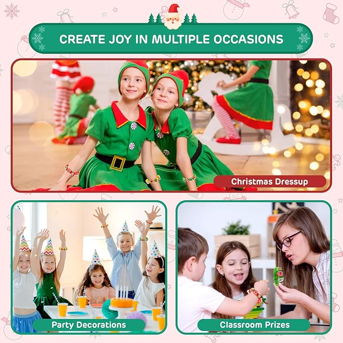 Kids Silicone Bracelets with Stickers & Accessories - Colorful Adjustable Wristbands Rubber Bracelet Set for Boys Girls Dress Up Decorations Party Favors Supplies Christmas Birthday Gift