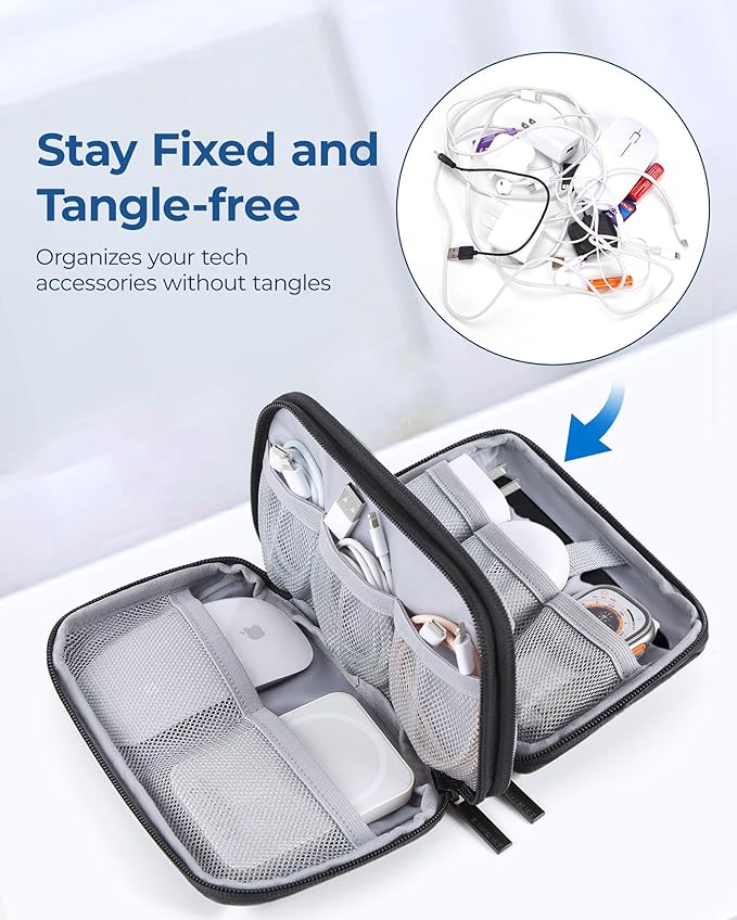 BAGSMART Electronics Organizer Travel Case, Cable Charger Cord Tech Organizer Pouch for Phone Charger Accessories, Dark Green