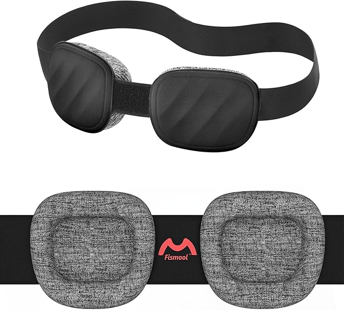 Fismool Eye Mask for Sleeping - 100% Blacking Sleep Mask for Men Women, Sleeping Mask with Adjustable Night Blindfold Flight, Travel, Nap, Black