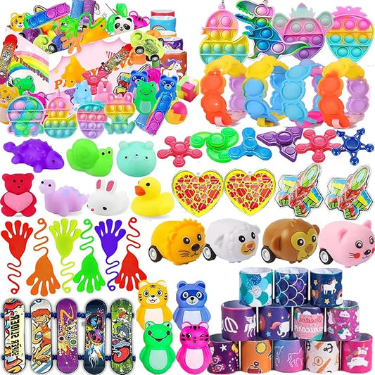 124 Pcs Party Favors for Kids 3-5 4-8 8-12, Treasure Box Toys for Classroom Prizes, Fidget Toys, Pinata Filler Goodie Bag Stuffers, Treasure Chest, Prize Box Toys, Carnival Prizes Bulk Toys