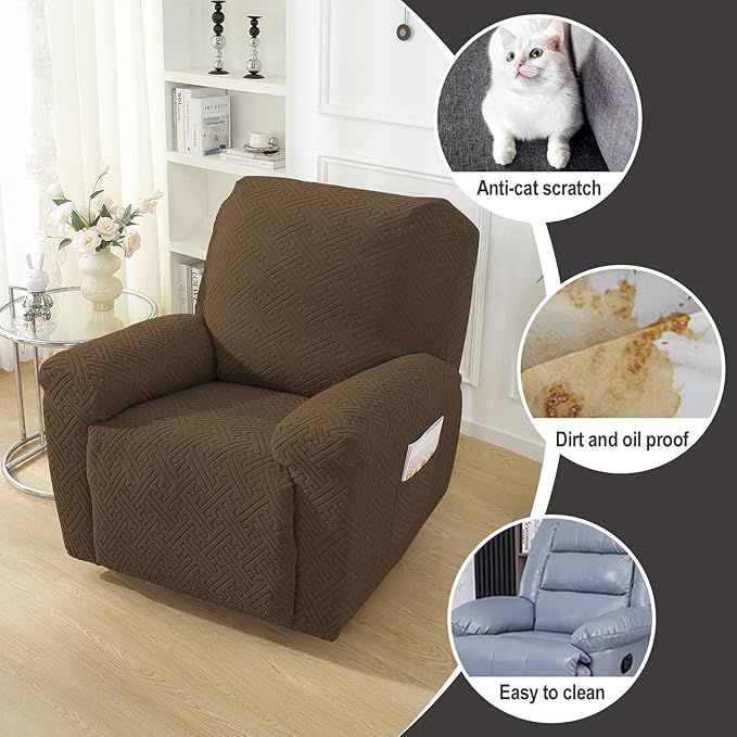 NORTHERN BROTHERS Oversized Recliner Chair Covers, Large Lazy Boy Recliner Covers, Stretchy Cover for Recliner Chairs, Brown