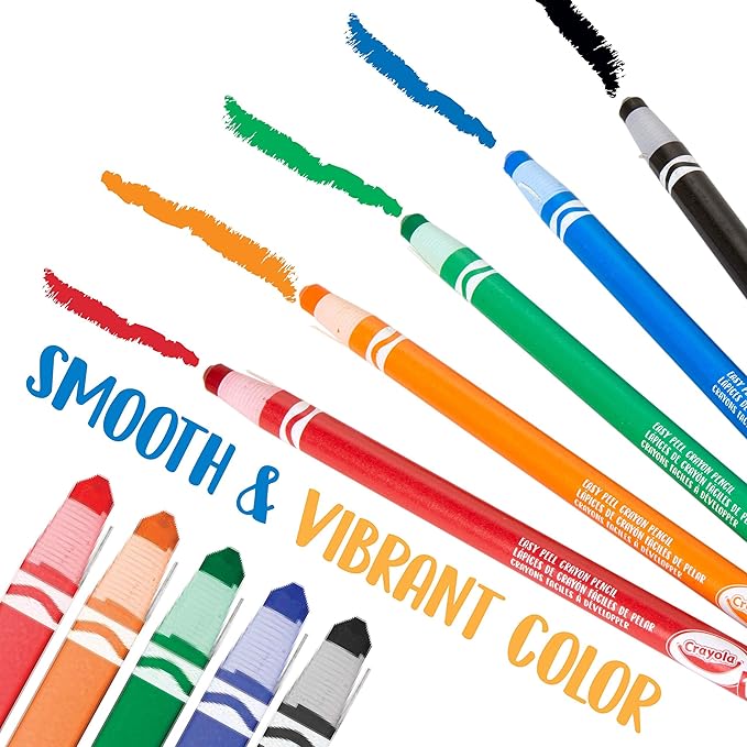 Crayola Crayon Pencils, Easy Peel, Assorted Colors, Coloring Supplies, 12 Count, Multi
