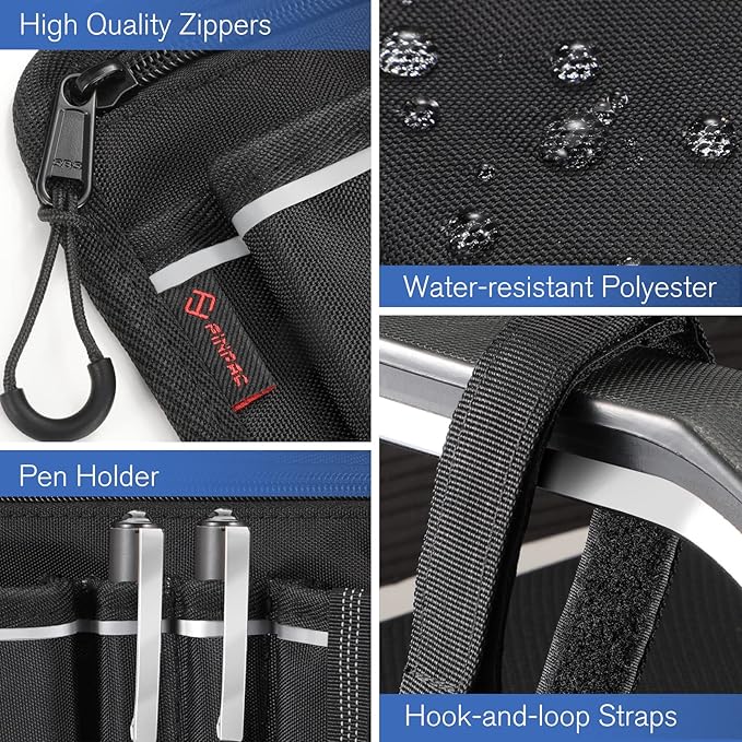 FINPAC Wheelchair Side Organizer Bag with Cup Holder, Wheelchair Armrest Accessories Pouch with Pen Slot and Reflective Strips for Power Wheelchairs, Walkers, Rollators, Adults, Seniors - Black