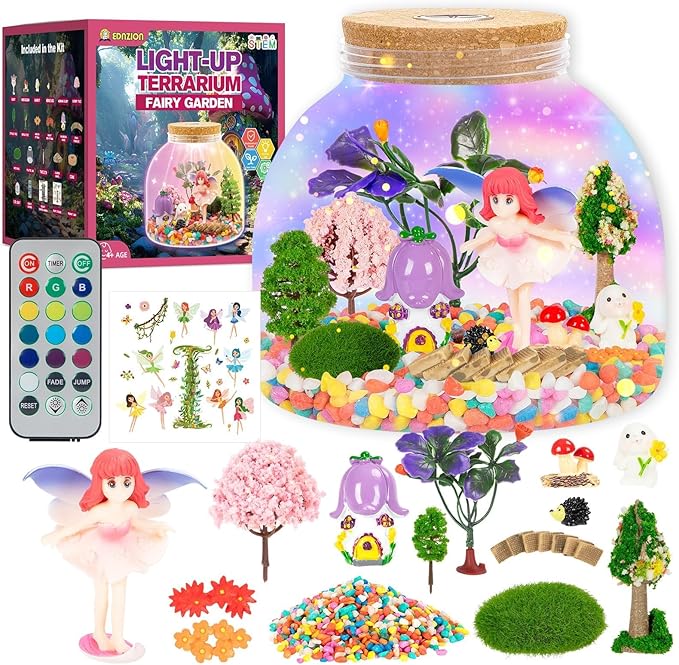 Fairy Light Up Terrarium Kit for Kids - Create a Whimsical Fairy Garden | Fairy Toys for Girls, Science Kits, Arts and Crafts for Kids, Girls Toys Ages 4+, Kids Gifts