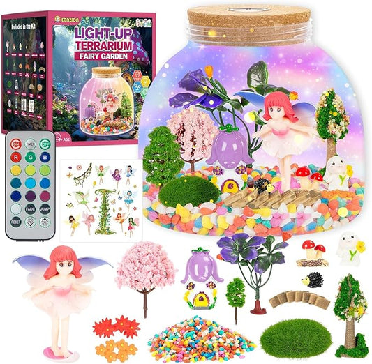Fairy Light Up Terrarium Kit for Kids - Create a Whimsical Fairy Garden | Fairy Toys for Girls, Science Kits, Arts and Crafts for Kids, Girls Toys Ages 4+, Kids Gifts