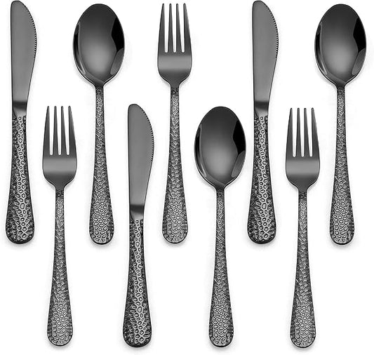 HaWare 9-Piece Toddler Kids Silverware Set, Stainless Steel Hammered Flatware, Preschooler Eating Utensils Includes 3 Spoons 3 Forks 3 Knives, Metal Children Cutlery for Home School, Mirror Finished