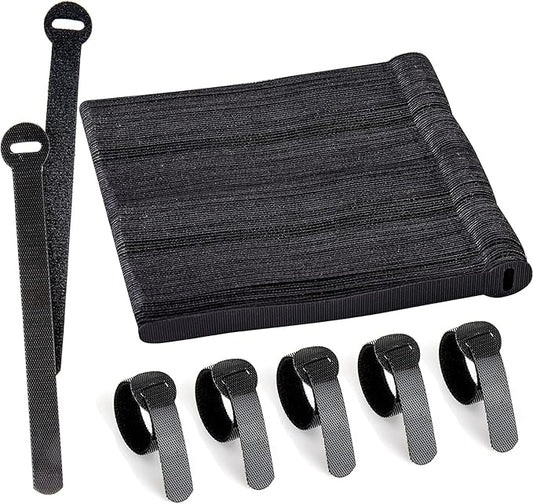 120 x Reusable Cable Ties Black, Adjustable Releasable Hook and Loop Cable Straps for PC Cable Management, Organizing Cords, TV, Desk