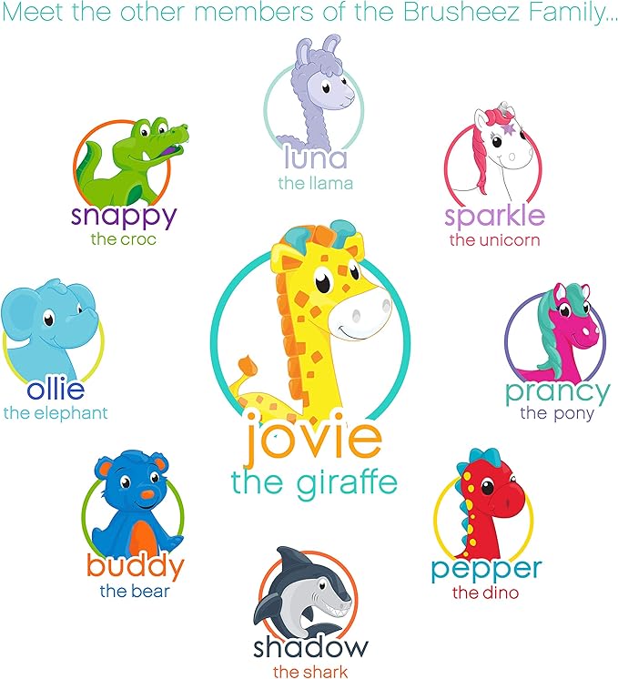 Brusheez Electronic Toothbrush Replacement Brush Heads 2 Pack (Jovie The Giraffe)