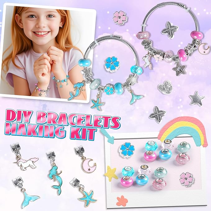FUNSENLY 2000pcs Charm Beads Bracelet Making Kit for Girls, Jewelry Making Kit for Girls 4-6 8-12, Valentines Day Gift for Kids Girls, Arts and Crafts Girls Toys for Kids Age 4-8 8-12