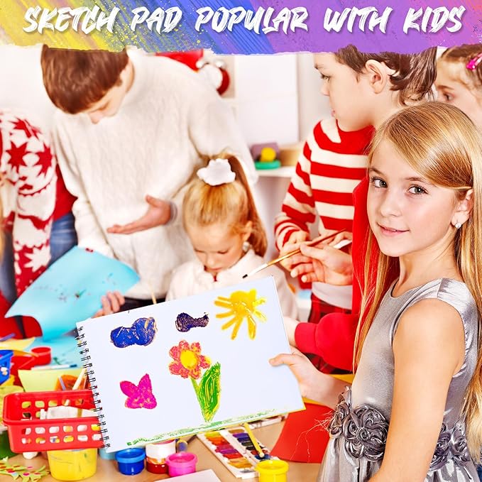 Fulmoon 12 Pack Drawing Pad for Kids Sketch Pads 40 Sheets Top Spiral Drawing Books Bulk 6 x 9 Inch Children Coloring Paper for Crayons Pencils School Kid Painting Party Art Supplies