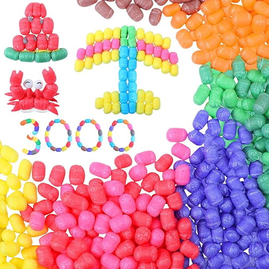 Junkin 3000 Pcs Magic Foam for Crafts Bulk Puffs Corn Craft Kit Christmas Gift for Preschool DIY Kindergarten School Stem Building Model Toys Stimulates Creativity Supplies Crafts