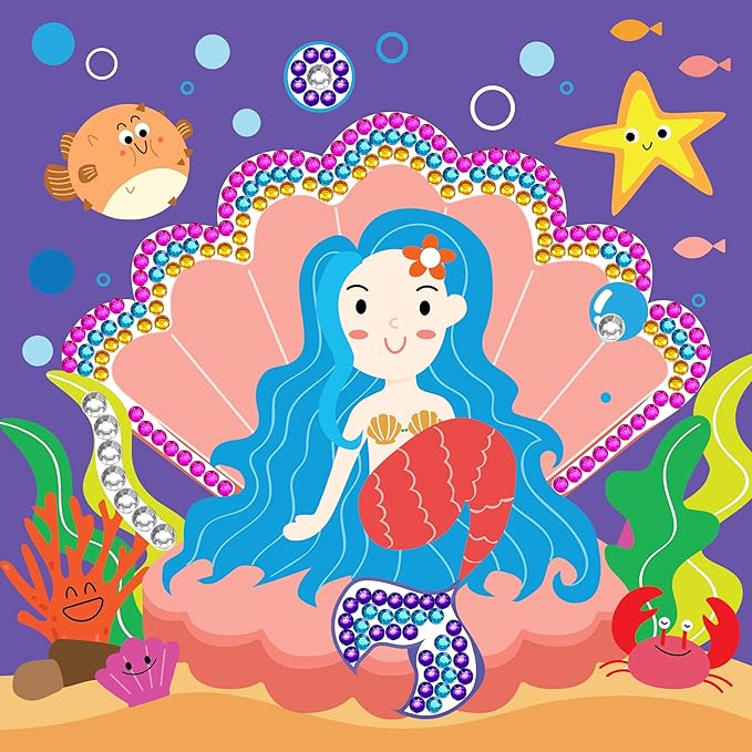 C.S. Kids My Mermaid Sea World 4-in-1 DIY Mega Kit for Kids (10 Arts and Crafts Projects: Sewing Kits for Doll and Keychain, Scratch Art, Diamond Art) Handcraft/Creative Art/DIY