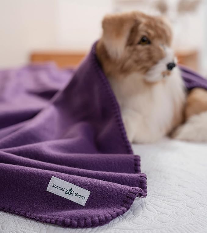 Special SG Glory Fleece Throw Blanket Set Bulk for Travel Kids Outdoor Wedding Pet (Purple, Pack of 6 50x60 Inches)