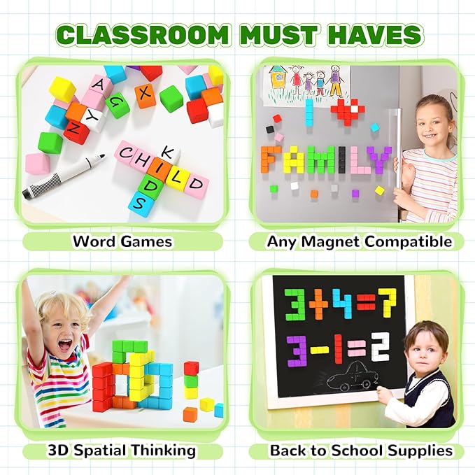 40pcs Magnetic Blocks for Toddler Toys, Large Magnetic Cubes Building Blocks Classroom Must Haves, STEM Preschool Montessori Sensory Magnet Toys for 3 4 5 6 Year Old Boys and Girls