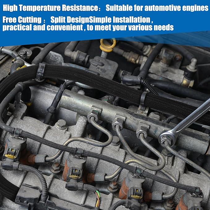Pangda 50ft Split Wire Loom Tubing Flame Retardant Braided Cable Sleeve Split High Temperature Cable Conduit Auto Wire Conduit for Industrial Electrical Tinsel Automotive Marine (100 Ft, 1/2")