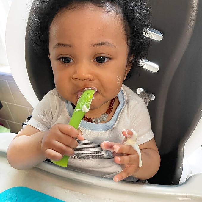 Olababy 100% Silicone Soft-Tip Training Spoon for Baby Led Weaning 2pack (Lemon/Lilac)