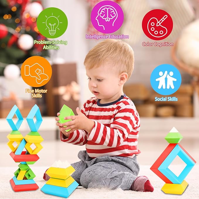 Montessori Toys for Ages 3-6 Year Old Toddlers Boys Girls Preschool Learning Stacking Toy Building Blocks Educational STEM Sensory Toys Gifts