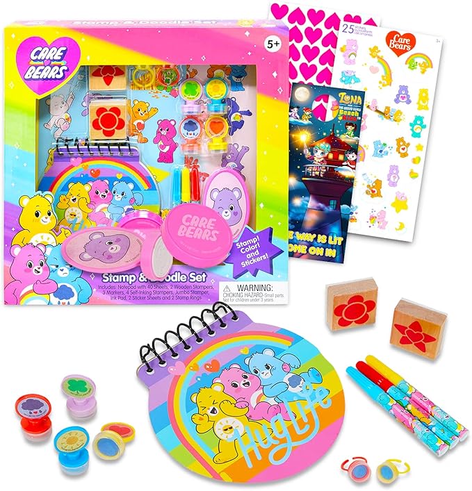 Care Bears Stampers Arts and Crafts Set - Care Bears Activity Bundle with Notepad, Stamps, Stickers, More | Care Bears Stationery Kit for Girls