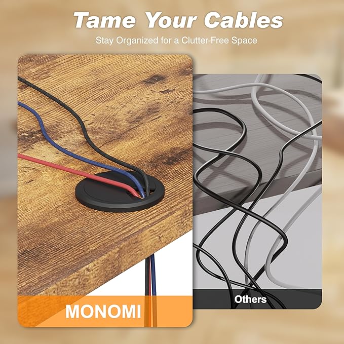 Monomi 86.6" Electric Standing Desk for Home Office - Large Adjustable Height Desk with 178 lbs Weight Capacity, 3 Memory Presets, Quiet Motor, Anti-Collision (Rustic Brown)