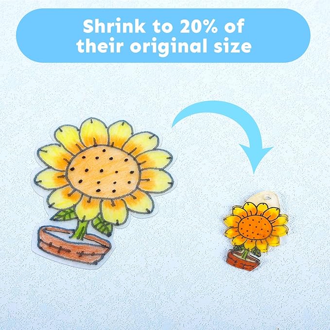 Auihiay 198 Pieces Shrink Plastic Kit Include 20 Sheets Shrinky Paper, Hole Punch, Keychains Accessories and Pencils for DIY Ornaments or Creative Craft