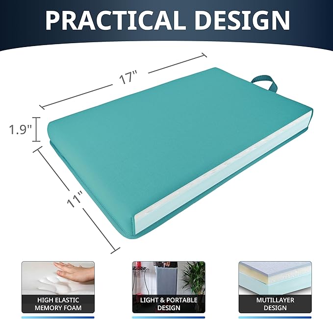 Bath Kneeler Pad, Extra Thick Kneeling Pad, Garden Kneeling Pad for Knee, Water Resistant Soft Memory Foam Cushioning for Workout, Yoga, Bathing, Physical Therapy, Prayer Pillow, Cyan