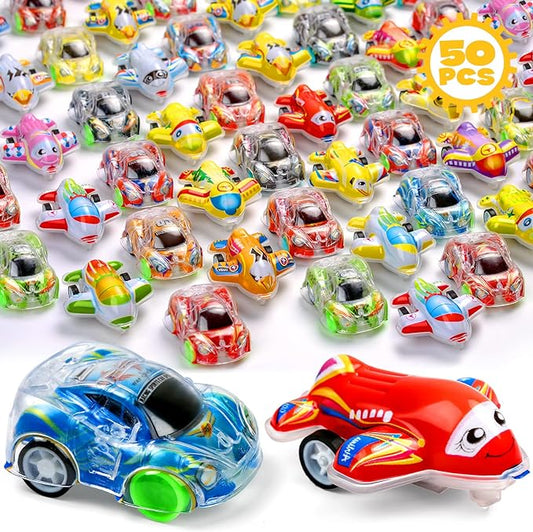 Buauty 50 Pcs Toy Cars Mini Pull Back Cars, Party Favors for Kids, Small Racing Car Carnival Prizes Classroom Rewards, Pinata Stocking Goodie Bag Stuffers Birthday Toys for Girls Boys Toddler