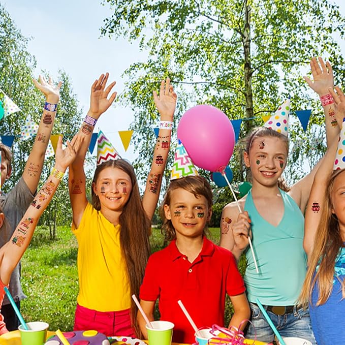 30pcs Happy Birthday Slap Bracelets with 10pcs Tattoo Stickers for Kids Birthday Party Favors Classroom School Favors Prizes Exchanging Favors