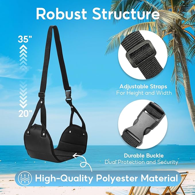 2-Pack Airplane Foot Hammock, Adjustable Plane Foot Rest for Long Flight, Plane Travel Essentials to Relax Your Feet, Foot Rest for Air Travel, Desk & Car