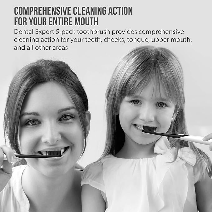 Charcoal Toothbrush Ultra Soft for Sensitive Gums - Teeth Whitening Brush for Adults & Children [Extra Family Pack] - Medium Tip Bristles