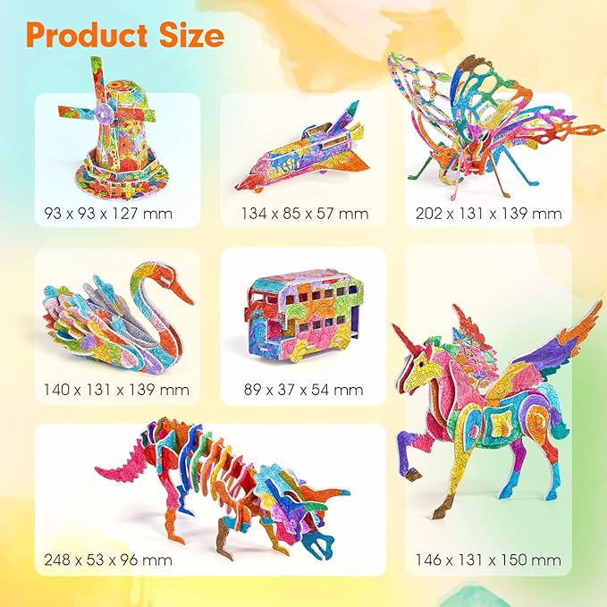 CubicFun Arts Crafts for Kids Ages 6-8-12, 7 Sets Mandala 3D Coloring Puzzles, Art Supplies for Kids 9-12 DIY 3D Puzzles for Kids Ages 3-5 4-8, Crafts for Girls Ages 6-8-12