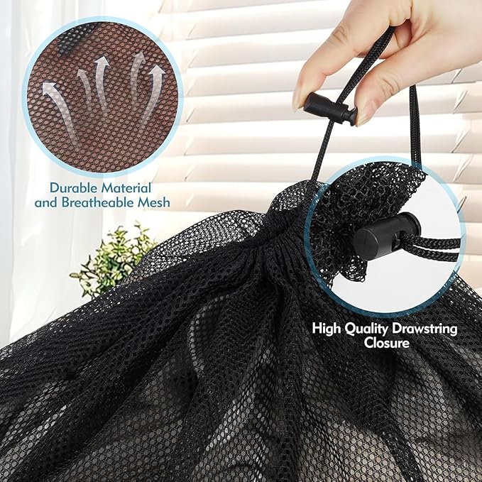 2 Pack Mesh Laundry Bags, 23 x 34 Inches Heavy Duty Mesh Laundry Bag, Large Laundry Drawstring Bag for College, Dorm, Travel, Family and Apartment Dwellers (white)