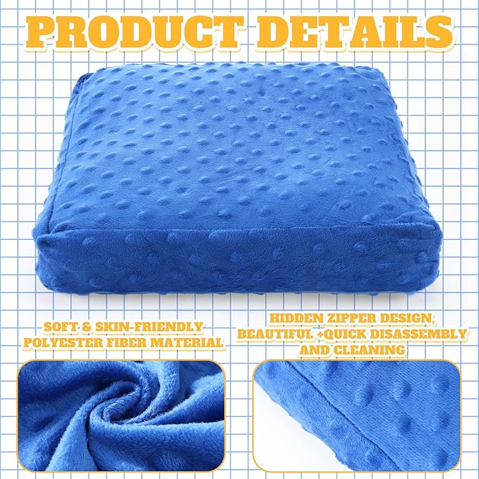 1 Pcs 6 lb Sensory Weighted Hug Pillow with Glass Bead Filled, Cozy Soft Weighted Pillow for Adults Men Women Soothe Hugging Relax, 12 x 12 Inch(Blue)
