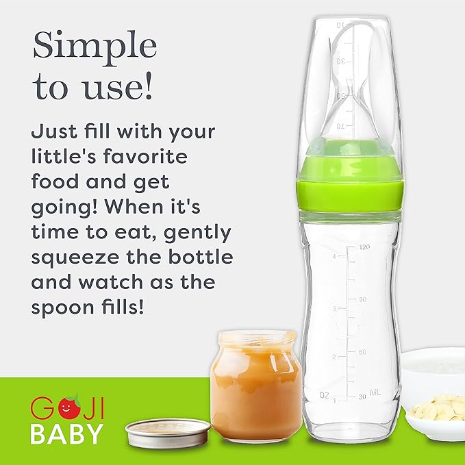 4 oz Silicone Baby Food Dispensing Spoon - 8 Pack - Great for 4+ Month Infants - Includes Stopper - Easy to Use and Mess-Free - Precise Food-Release Feeder-Great for Travel (Multicolored)