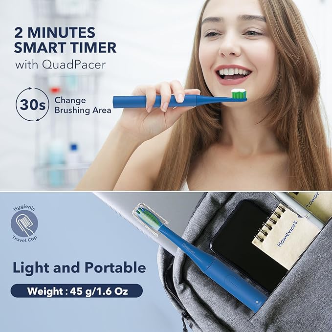 ARISSON [2024 Newer Version] Sonic Electric Toothbrush for Adults, 1.5H Charge for 90 Days, 40,000 VPM Power Toothbrush, 2 Min Timer, [Faster Charging, Stronger Cleaning, Smarter Brushing] Matte Blue
