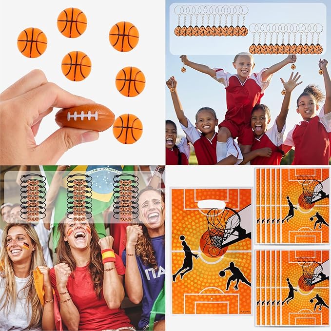 Kolewo4ever 295 Pieces Basketball Party Favors Supplies Set Bulk Sports Goodie Bag Fillers for Sports Party Gifts Bags (Basketball)