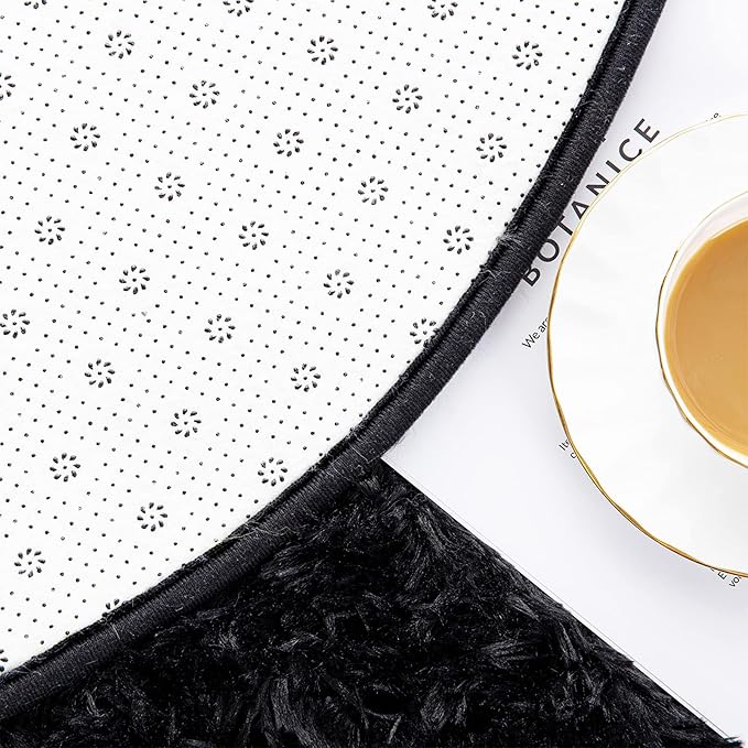 Noahas Ultra Soft Fluffy Bedroom Rugs Kids Room Carpet Modern Shaggy Area Rugs Home Decor 2.6' X 5.3', Black